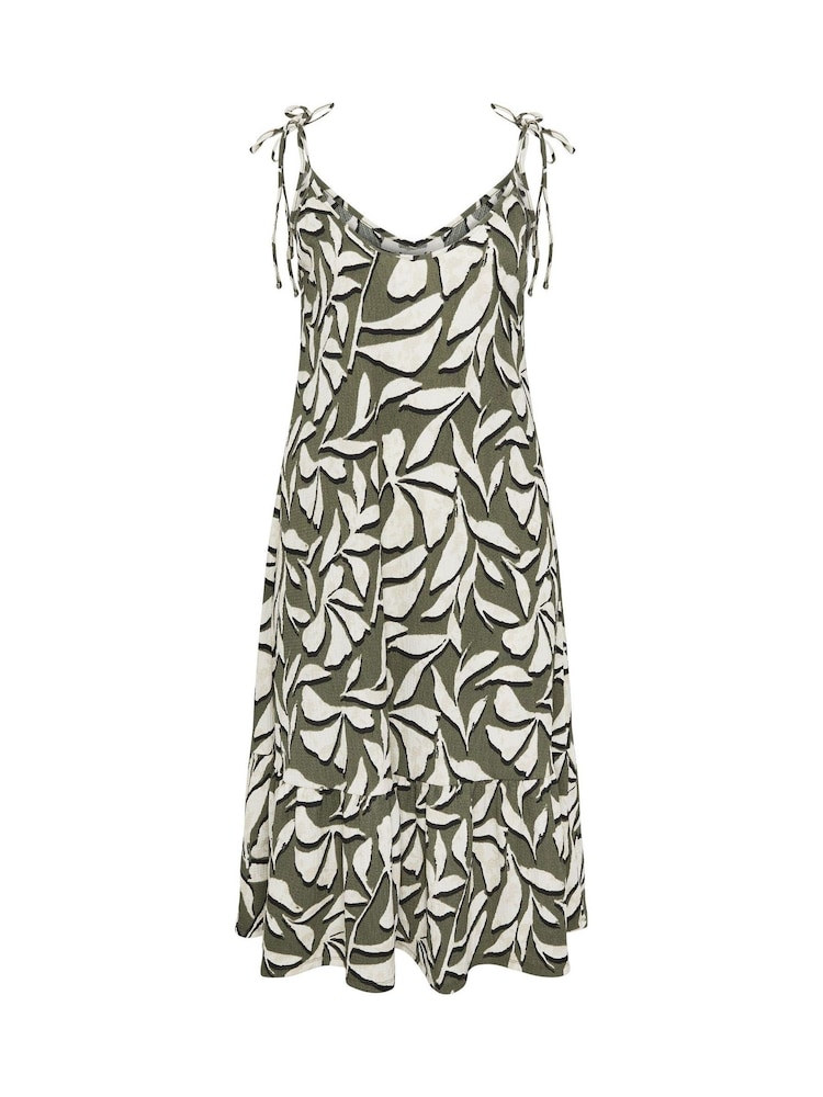 Yours Curve White Leaf Tiered Sundress - Image 5 of 5 Yours Curve White Leaf Tiered Sundress - Image 5 of 5