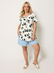 Yours Curve Cream Button Front Swing Top - Image 2 of 5