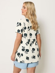 Yours Curve Cream Button Front Swing Top - Image 3 of 5