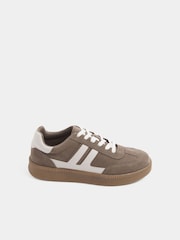 Braun - Yours Curve E Wide Fit Side Stripe Lace Up Trainers - Bild 3 von 5