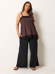 Yours Curve Black Lace Trim Textured Vest - Image 3 of 5