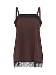 Yours Curve Black Lace Trim Textured Vest - Image 5 of 5
