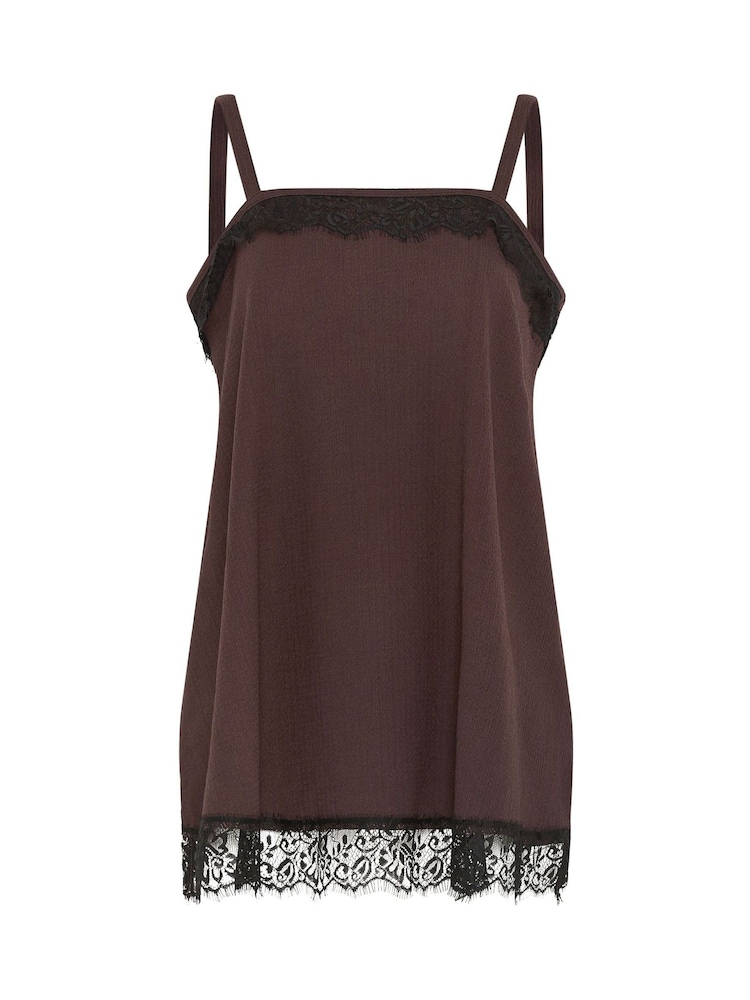 Yours Curve Black Lace Trim Textured Vest - Image 5 of 5 Yours Curve Black Lace Trim Textured Vest - Image 5 of 5