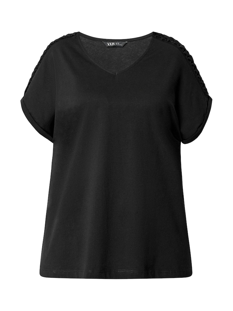 Yours Curve Black Lattice Grown On Sleeve Top - Image 5 of 5