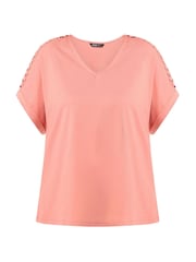 Yours Curve Pink Lattice Grown On Sleeve Top - Image 5 of 5
