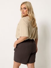 Yours Curve Brown Denim Shorts - Image 3 of 5