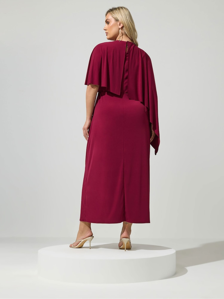 Yours Curve Red London Cape Dress - Image 2 of 5 Yours Curve Red London Cape Dress - Image 2 of 5