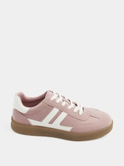 Pink - Yours Curve E Wide Fit Side Stripe Lace Up Trainers - Bild 3 von 5