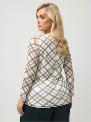 Yours Curve Cream London Check Mesh Top - Image 3 of 5