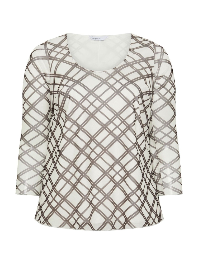 Yours Curve Cream London Check Mesh Top - Image 5 of 5 Yours Curve Cream London Check Mesh Top - Image 5 of 5