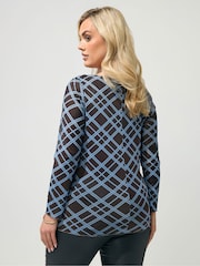 Yours Curve Blue/Black London Check Mesh Top - Image 4 of 6