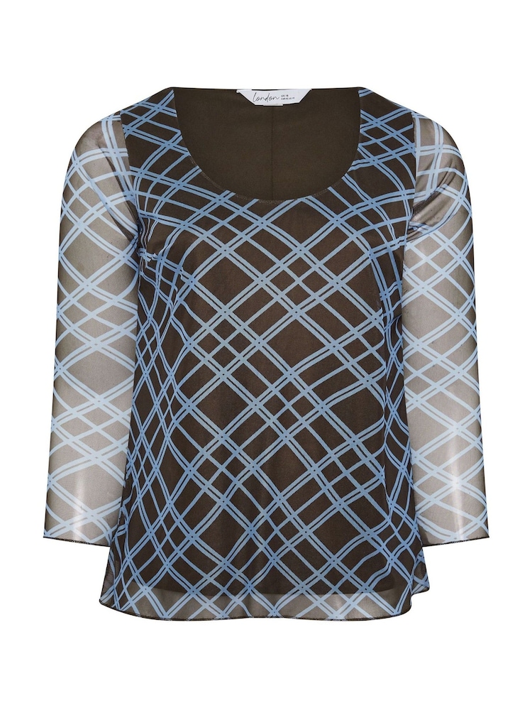 Yours Curve Blue/Black London Check Mesh Top - Image 6 of 6 Yours Curve Blue/Black London Check Mesh Top - Image 6 of 6
