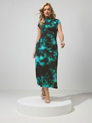 Yours Curve Black Abstract London Drape Dress - Image 2 of 5