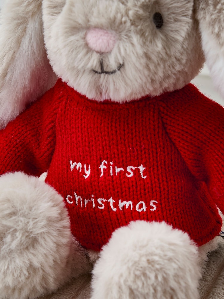 JoJo Maman Bébé My First Christmas Bunny Small Soft Toy Plushie - Image 4 of 4 JoJo Maman Bébé My First Christmas Bunny Small Soft Toy Plushie - Image 4 of 4