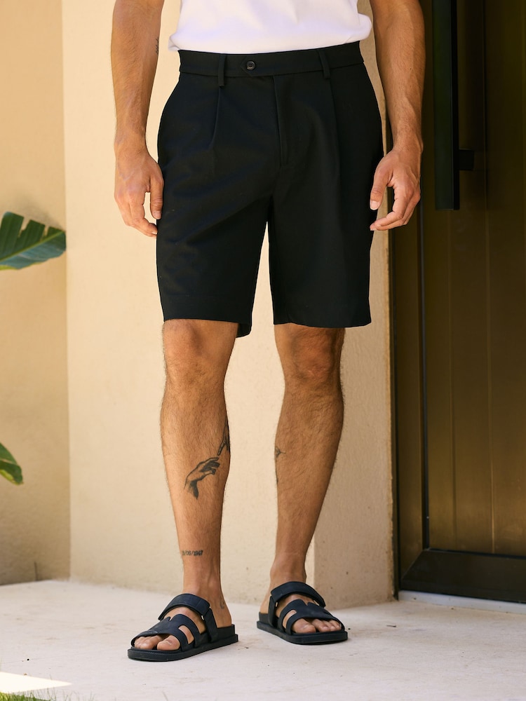 MAUVAIS Black Relaxed Pleated Bermuda Shorts - Image 1 of 6