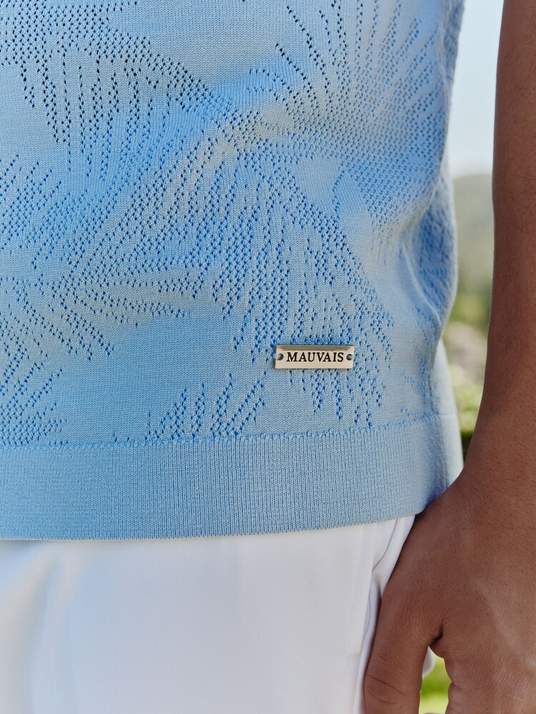 MAUVAIS Blue Rivero Slim Leaf Knit Shirt - Image 7 of 7 MAUVAIS Blue Rivero Slim Leaf Knit Shirt - Image 7 of 7