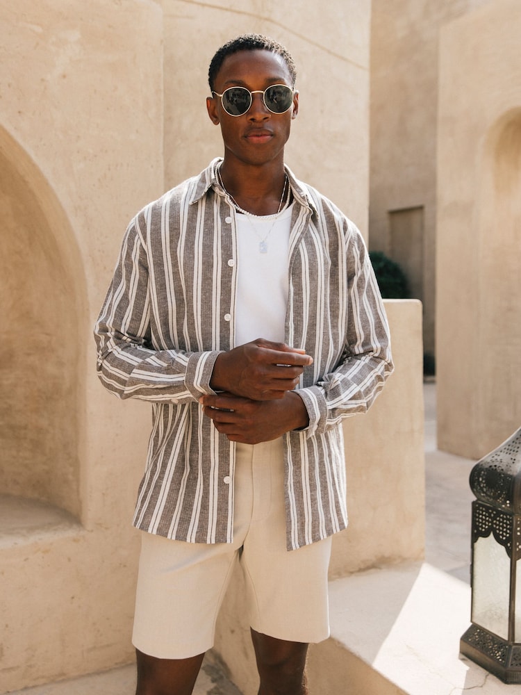 MAUVAIS Natural Aster Tailored Stretch Slim Fit Shorts - Image 1 of 4