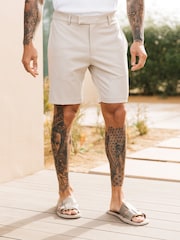MAUVAIS Natural Aster Tailored Stretch Slim Fit Shorts - Image 3 of 4
