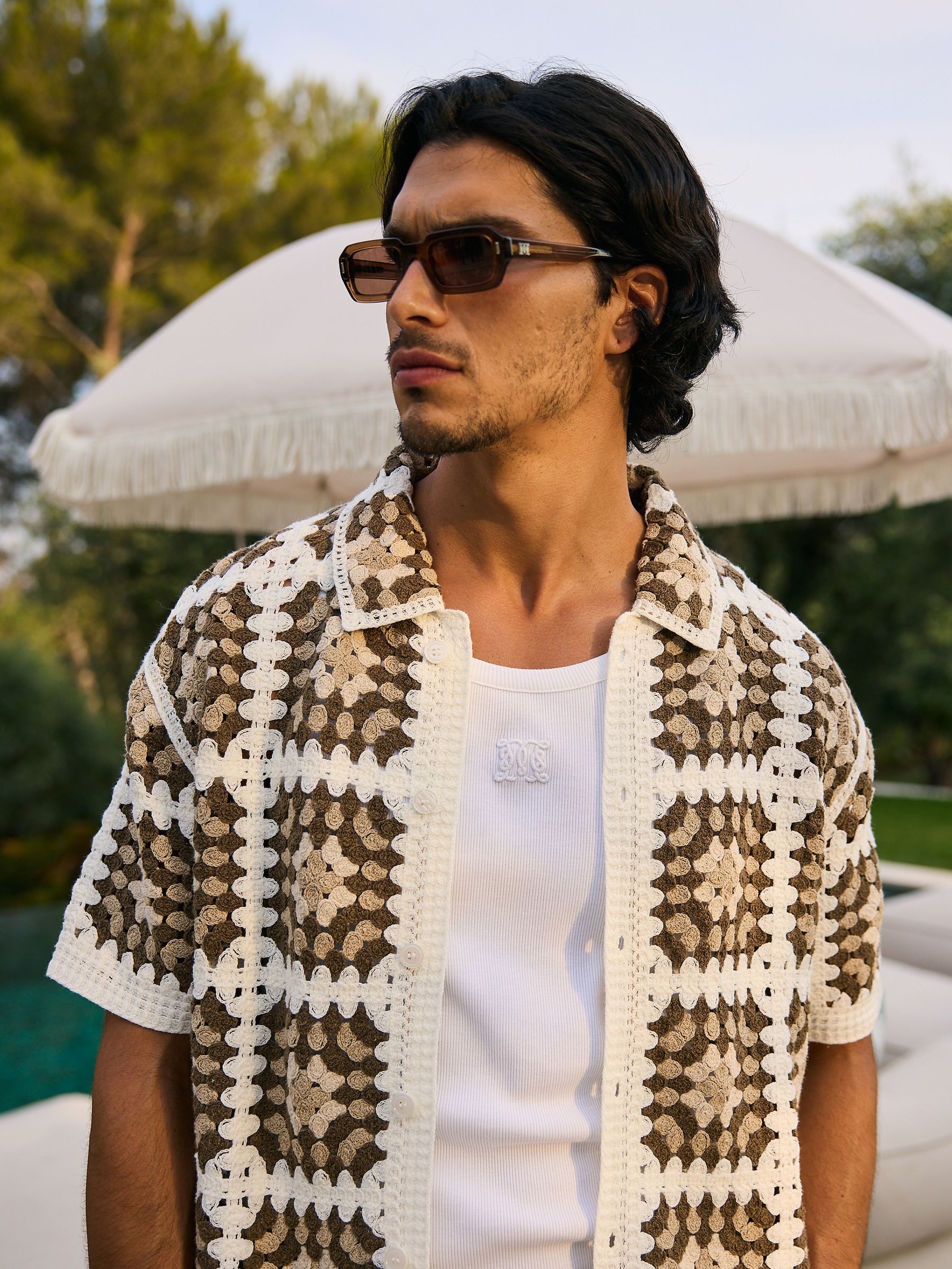 Buy MAUVAIS Brown Quadro Crochet Shirt from Next USA
