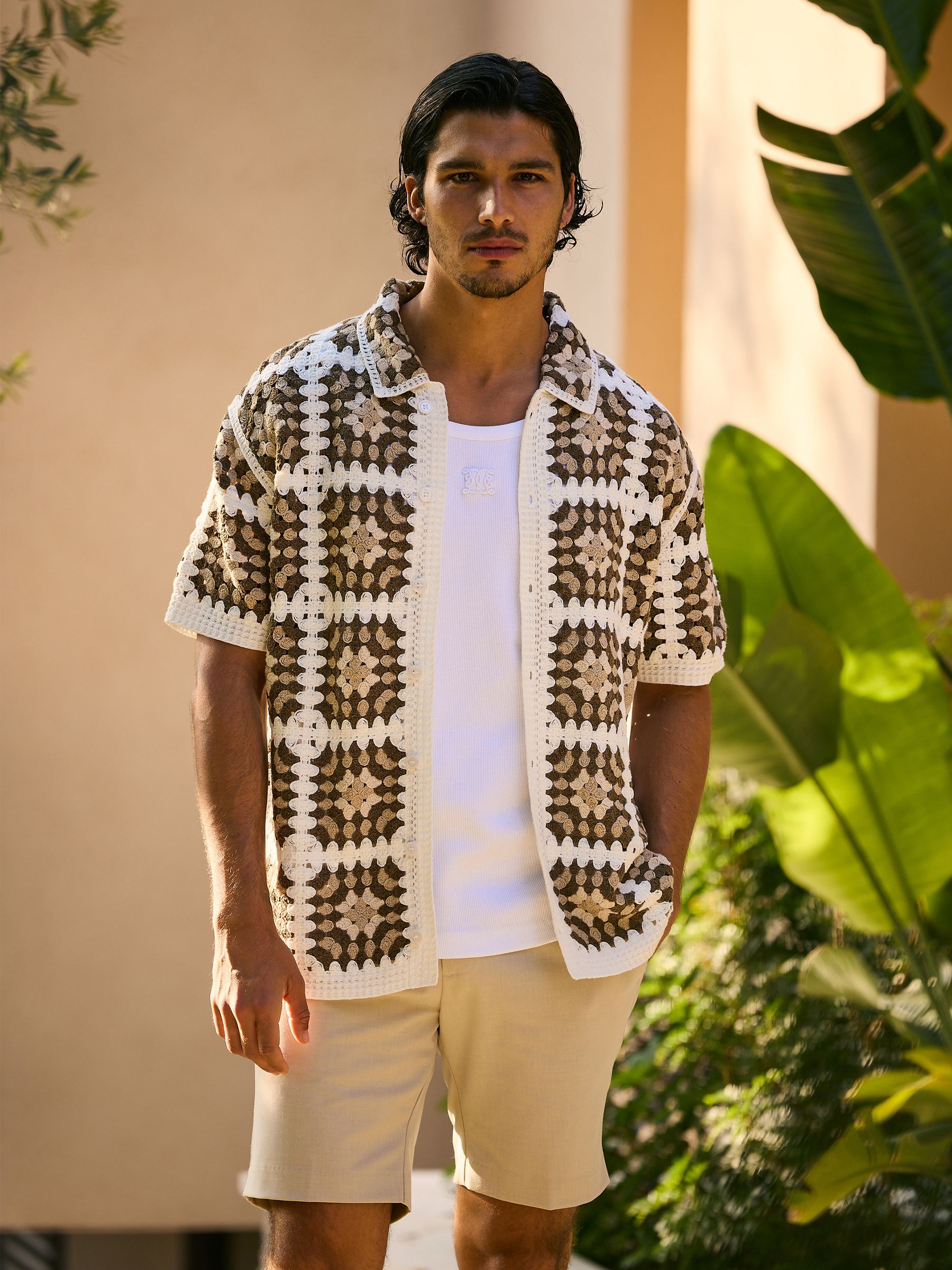 Buy MAUVAIS Brown Quadro Crochet Shirt from Next USA