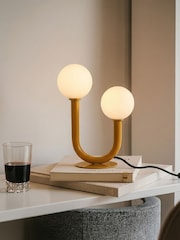 RULl Lighting Yellow Matte White Mehta 2 Light LED Metal and Glass Table Light - Image 1 of 4