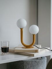 RULl Lighting Yellow Matte White Mehta 2 Light LED Metal and Glass Table Light - Image 2 of 4