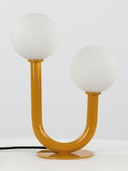 RULl Lighting Yellow Matte White Mehta 2 Light LED Metal and Glass Table Light - Image 4 of 4
