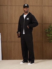 MAUVAIS Black Embroidered Monogram Wide Leg Joggers - Image 2 of 4