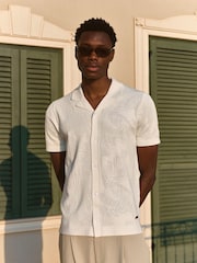 MAUVAIS White Rivero Slim Leaf Knit Shirt - Image 1 of 8