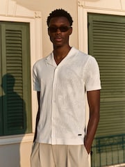 MAUVAIS White Rivero Slim Leaf Knit Shirt - Image 2 of 8