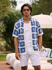 MAUVAIS Blue Quadro Crochet Shirt - Image 1 of 8