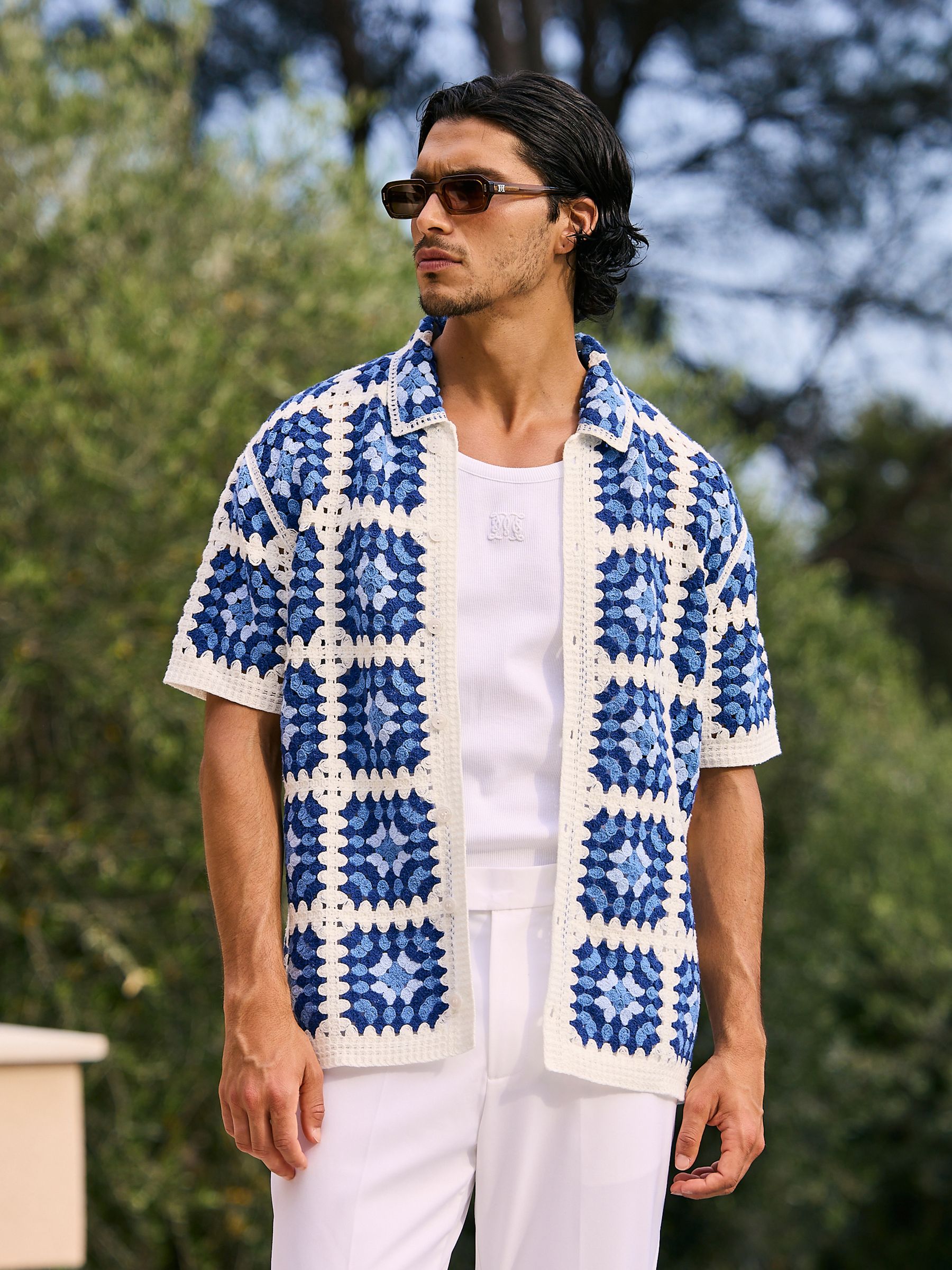 トップス allege 22fw print shirt blue allege 22fw print shirt blue