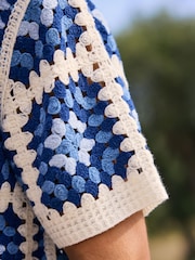 MAUVAIS Blue Quadro Crochet Shirt - Image 6 of 8