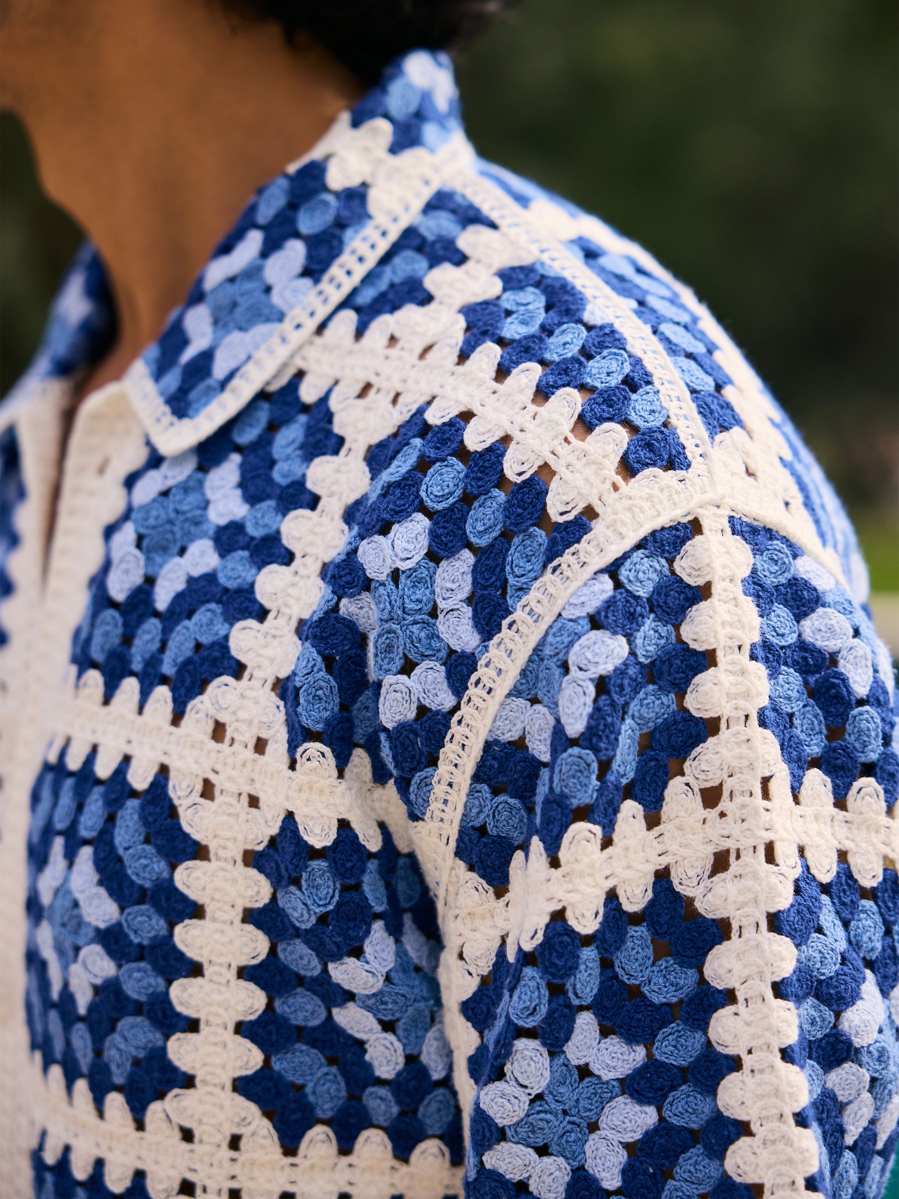 Buy MAUVAIS Blue Quadro Crochet Shirt from Next USA