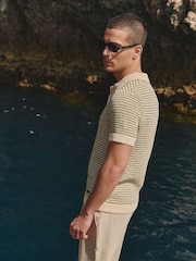 MAUVAIS Green Torino Narrow Stripe Polo Shirt - Image 5 of 6