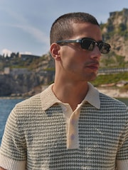 MAUVAIS Green Torino Narrow Stripe Polo Shirt - Image 6 of 6