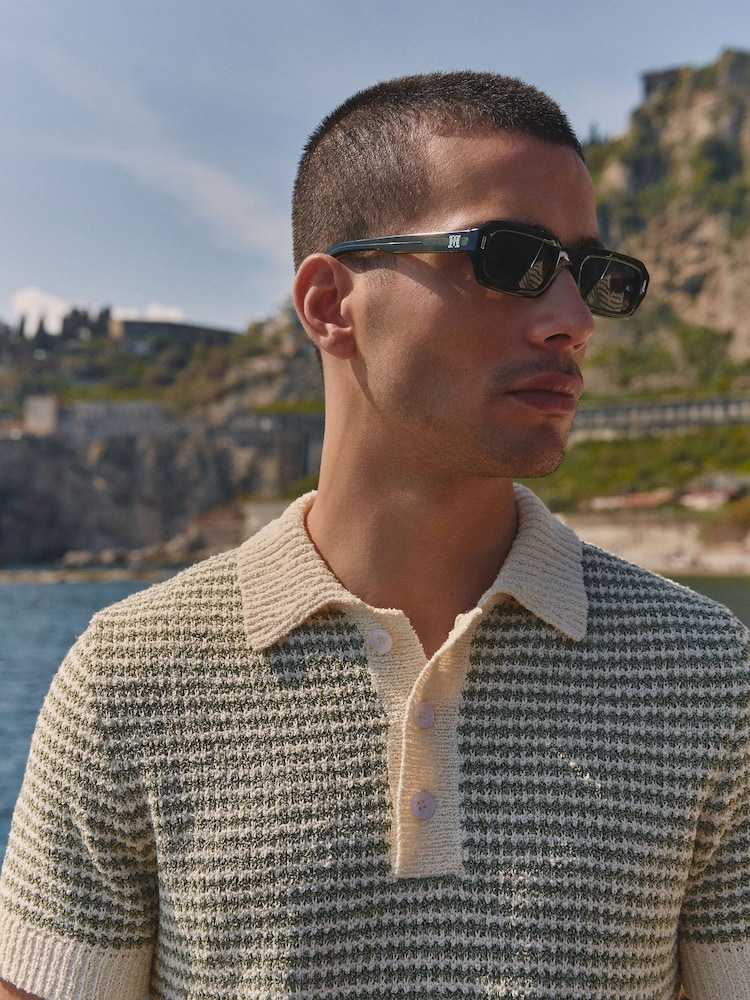 MAUVAIS Green Torino Narrow Stripe Polo Shirt - Image 6 of 6