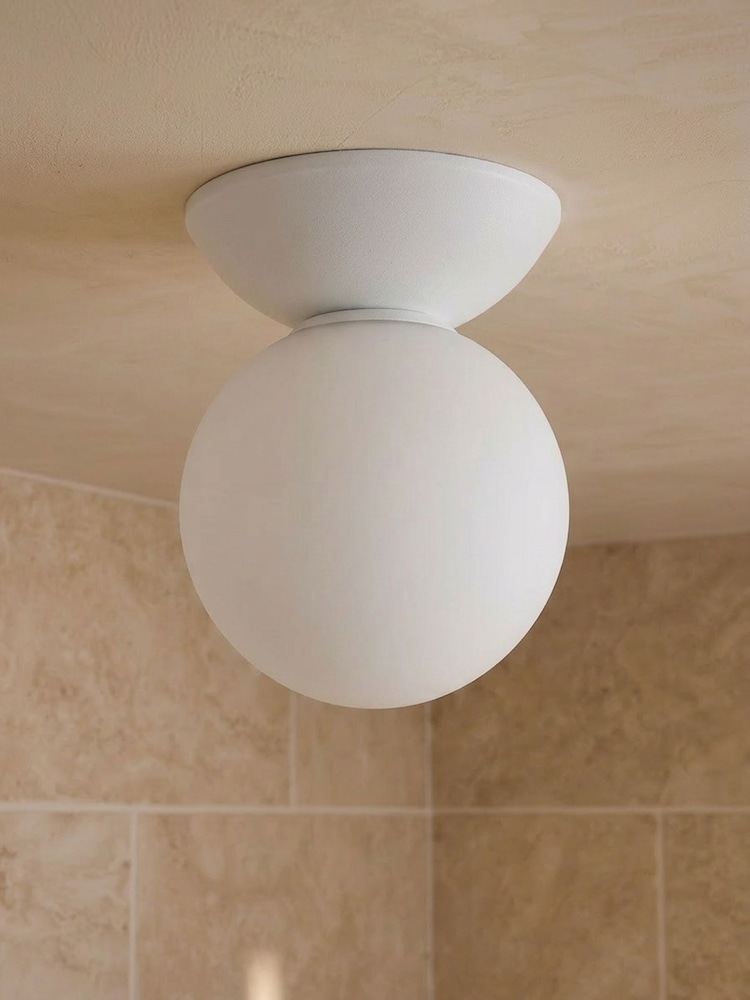 RUL LIGHTING White Lente Bathroom Glass Ceiling Light - Image 2 of 5 RUL LIGHTING White Lente Bathroom Glass Ceiling Light - Image 2 of 5