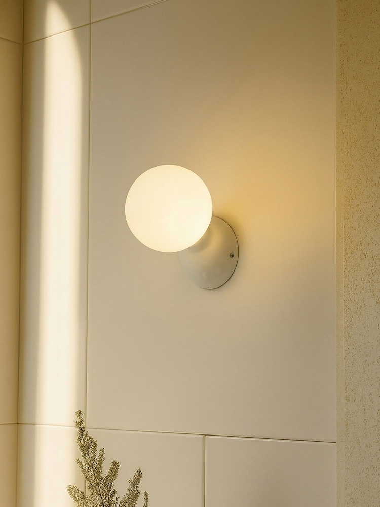 RUL LIGHTING White Lente Bathroom Glass Wall Light - Image 1 of 4 RUL LIGHTING White Lente Bathroom Glass Wall Light - Image 1 of 4