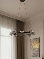 RUL LIGHTING Black Smoke Mako 8 Light Glass LED Round Pendant Ceiling Light - Image 2 of 4