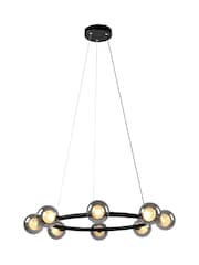 RUL LIGHTING Black Smoke Mako 8 Light Glass LED Round Pendant Ceiling Light - Image 3 of 4