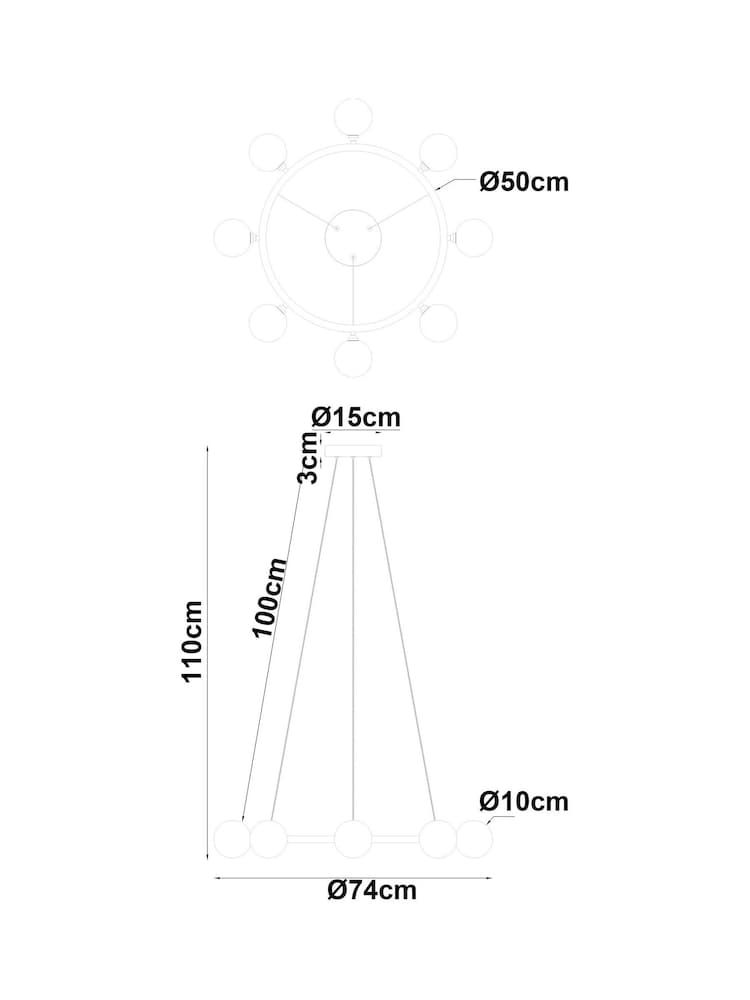 RUL LIGHTING Black Smoke Mako 8 Light Glass LED Round Pendant Ceiling Light - Image 4 of 4 RUL LIGHTING Black Smoke Mako 8 Light Glass LED Round Pendant Ceiling Light - Image 4 of 4