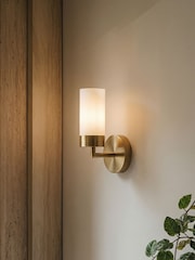 RUL LIGHTING GOLD Ellis Bathroom Metal & Glass Wall Light - Image 1 of 4