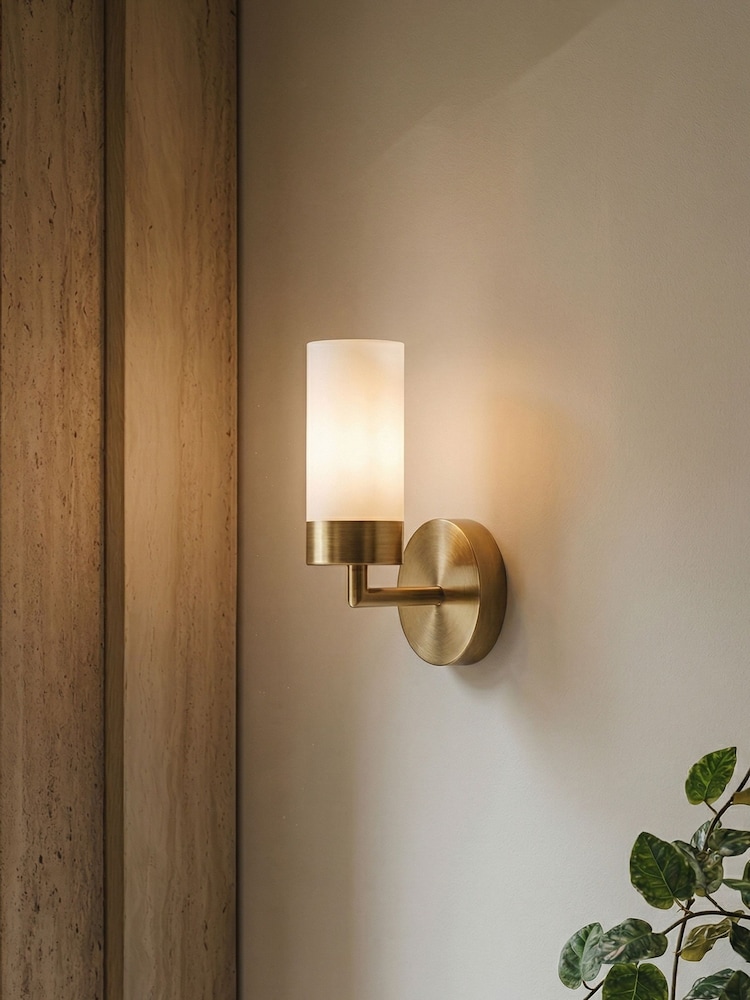 RUL LIGHTING GOLD Ellis Bathroom Metal & Glass Wall Light - Image 1 of 4 RUL LIGHTING GOLD Ellis Bathroom Metal & Glass Wall Light - Image 1 of 4
