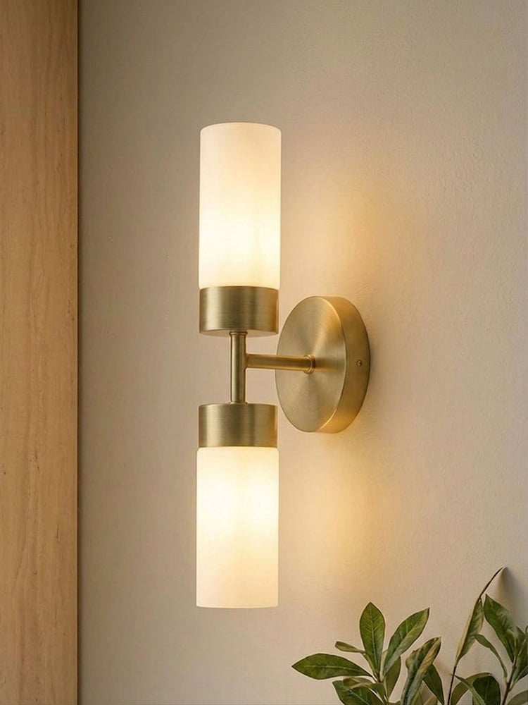 RUL LIGHTING GOLD Ellis Bathroom Metal & Glass Wall Light - Image 1 of 4 RUL LIGHTING GOLD Ellis Bathroom Metal & Glass Wall Light - Image 1 of 4