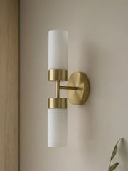 RUL LIGHTING GOLD Ellis Bathroom Metal & Glass Wall Light - Image 2 of 4