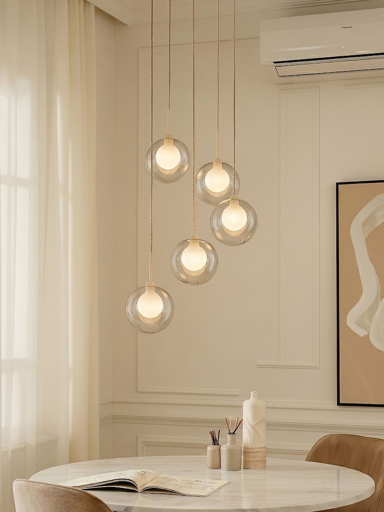 RUL LIGHTING Cream Mako 5 Light Glass LED Cluster Pendant - Image 1 of 4 RUL LIGHTING Cream Mako 5 Light Glass LED Cluster Pendant - Image 1 of 4