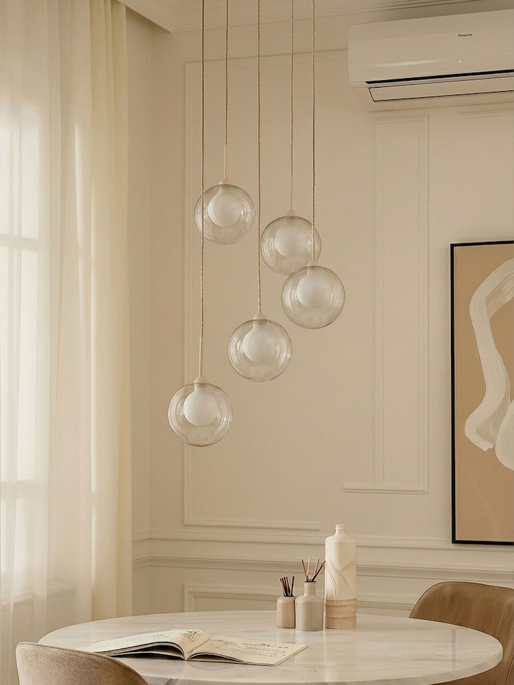 RUL LIGHTING Cream Mako 5 Light Glass LED Cluster Pendant - Image 2 of 4 RUL LIGHTING Cream Mako 5 Light Glass LED Cluster Pendant - Image 2 of 4