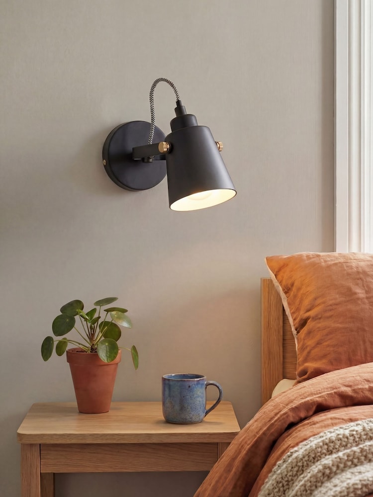 RUL LIGHTING Black Kobe Industrial Metal Spotight Wall Light - Image 1 of 4 RUL LIGHTING Black Kobe Industrial Metal Spotight Wall Light - Image 1 of 4