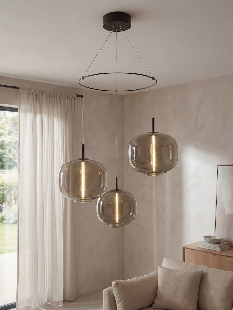 RUL LIGHTING Black Olin 3 Light Glass Cluster Pendant - Image 1 of 4 RUL LIGHTING Black Olin 3 Light Glass Cluster Pendant - Image 1 of 4